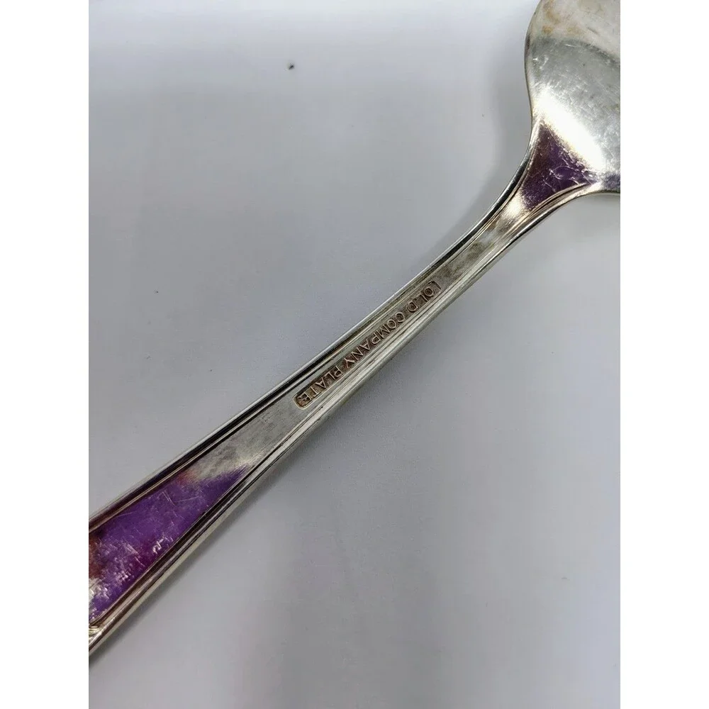 Old Company Plate Signature Rose Serving Spoon & Meat Fork 8” Mono S